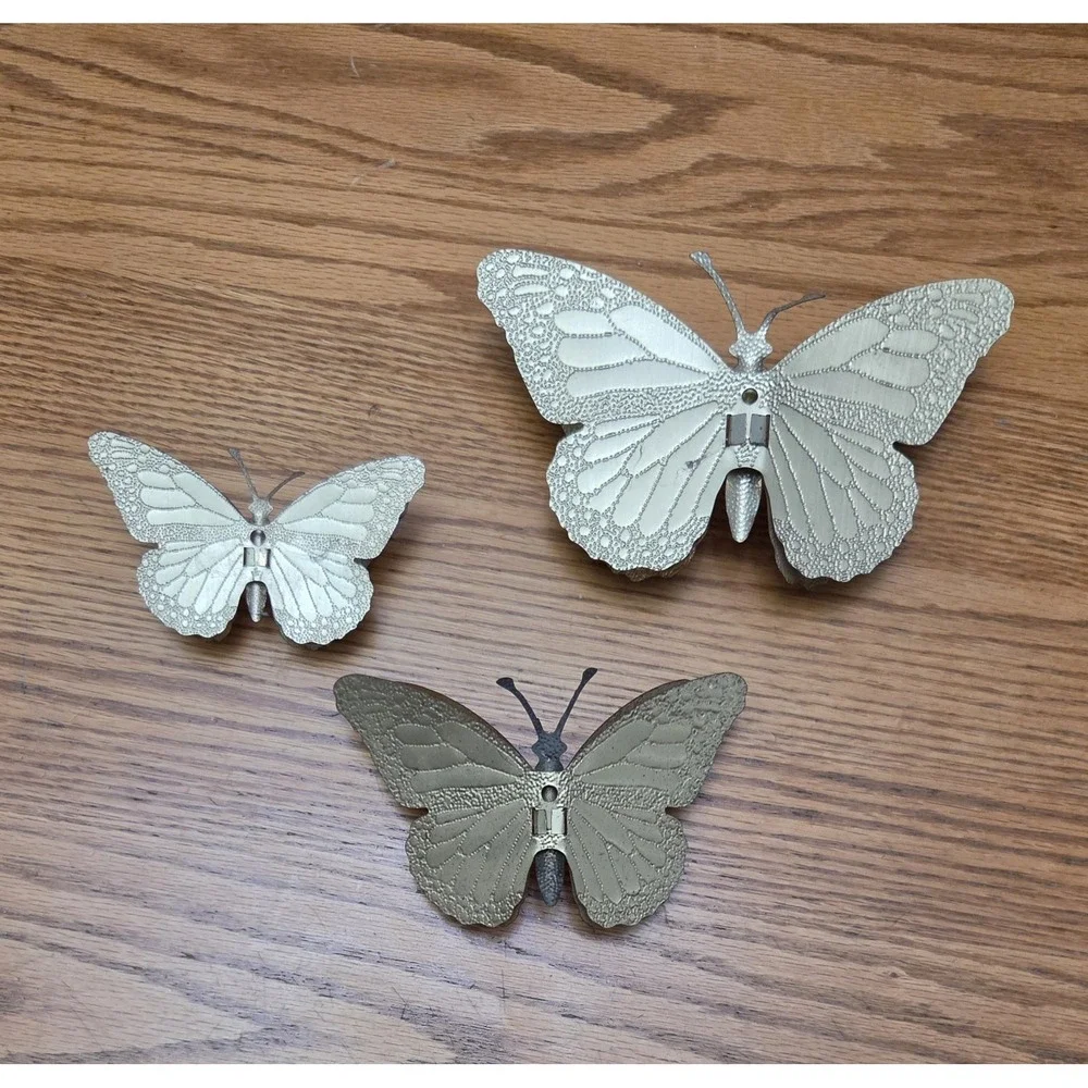 Lot of 3 Vintage brass copper Metal Butterflies Wall Art butterfly decor hanging